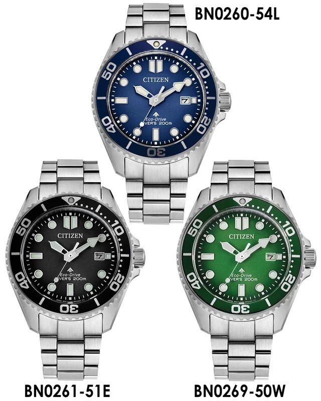 Citizen 星辰 Promaster Eco-Drive Analog Solar Radio Metal Watch BN0261-51E 黑色, BN0260-54L藍色 , BN0269-50W 綠色, BN0262-59W 金色 光動能指針式太陽能電波金屬腕錶