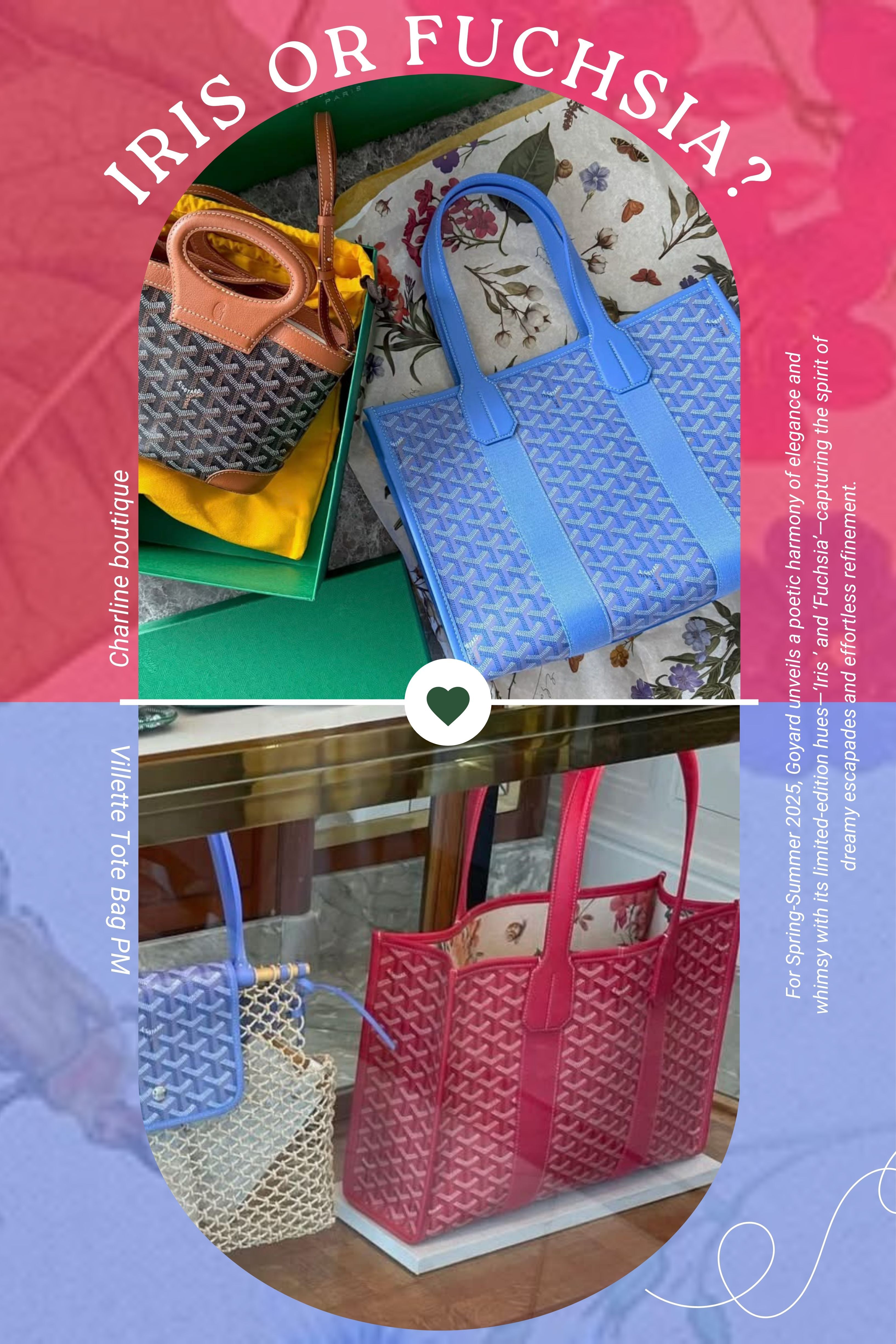 Villette Tote Bag PM  尺寸：約 長 45cm × 寬 15cm × 高 32cm  Villette tote是相當適合大包控的族群購入，雖然這款並不能雙面使用，但內側同樣採用雙面花卉設計，當打開包包時若隱若現的花卉一樣可以讓人彷彿置身在花園內，而超級大的容量就像是可以把世界裝進去，不管是當公事包或是旅行袋都沒問題。浪漫又大容量的設計非常適合女性的使用者，我們左思右想覺得這一款包絕對是媽媽們當媽媽包的好幫手。