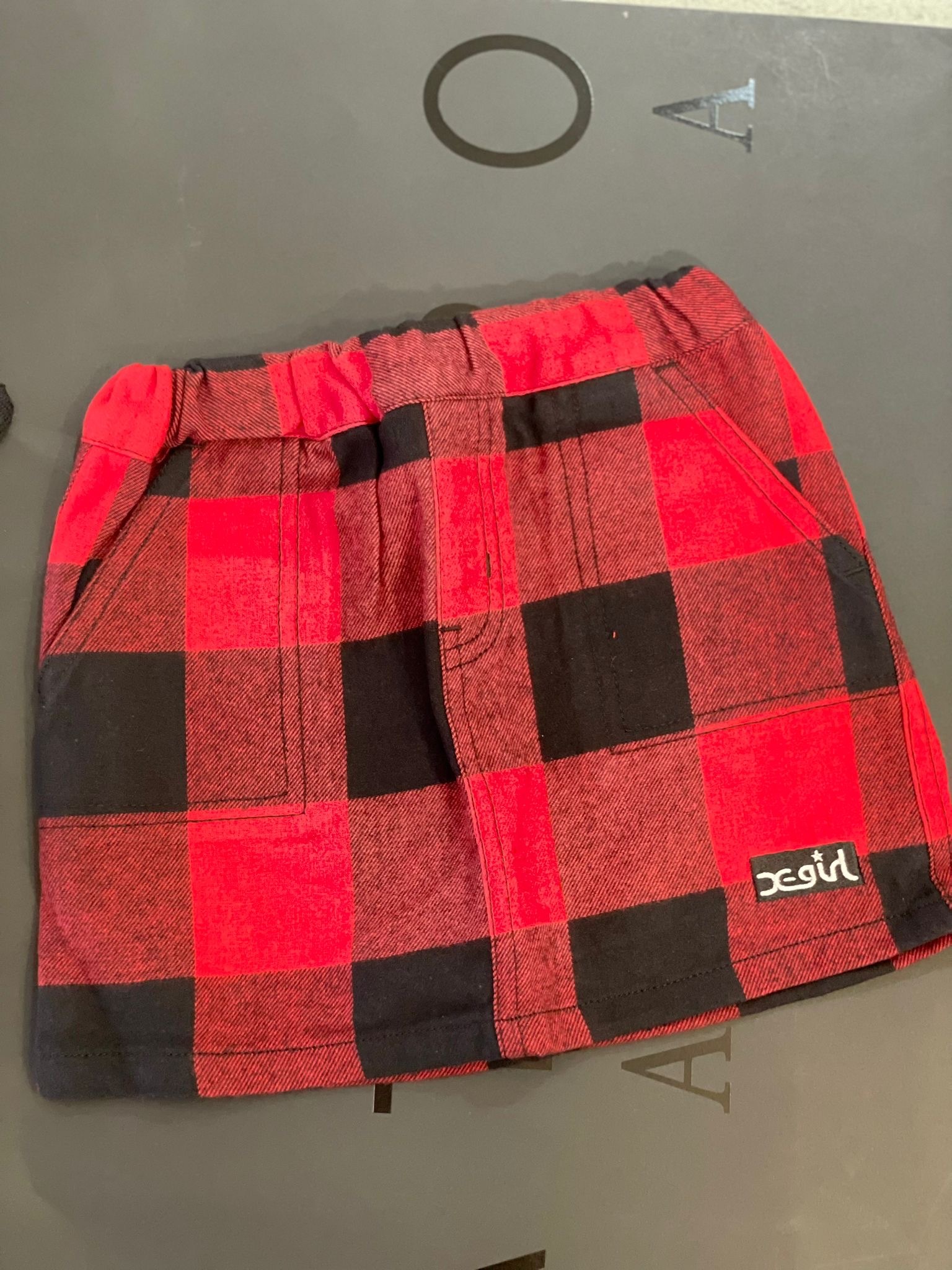 X-GIRL 童裝 紅黑格仔裙 SIZE 90