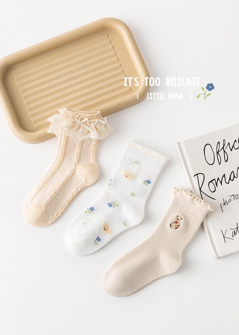 奶油小熊花園襪組