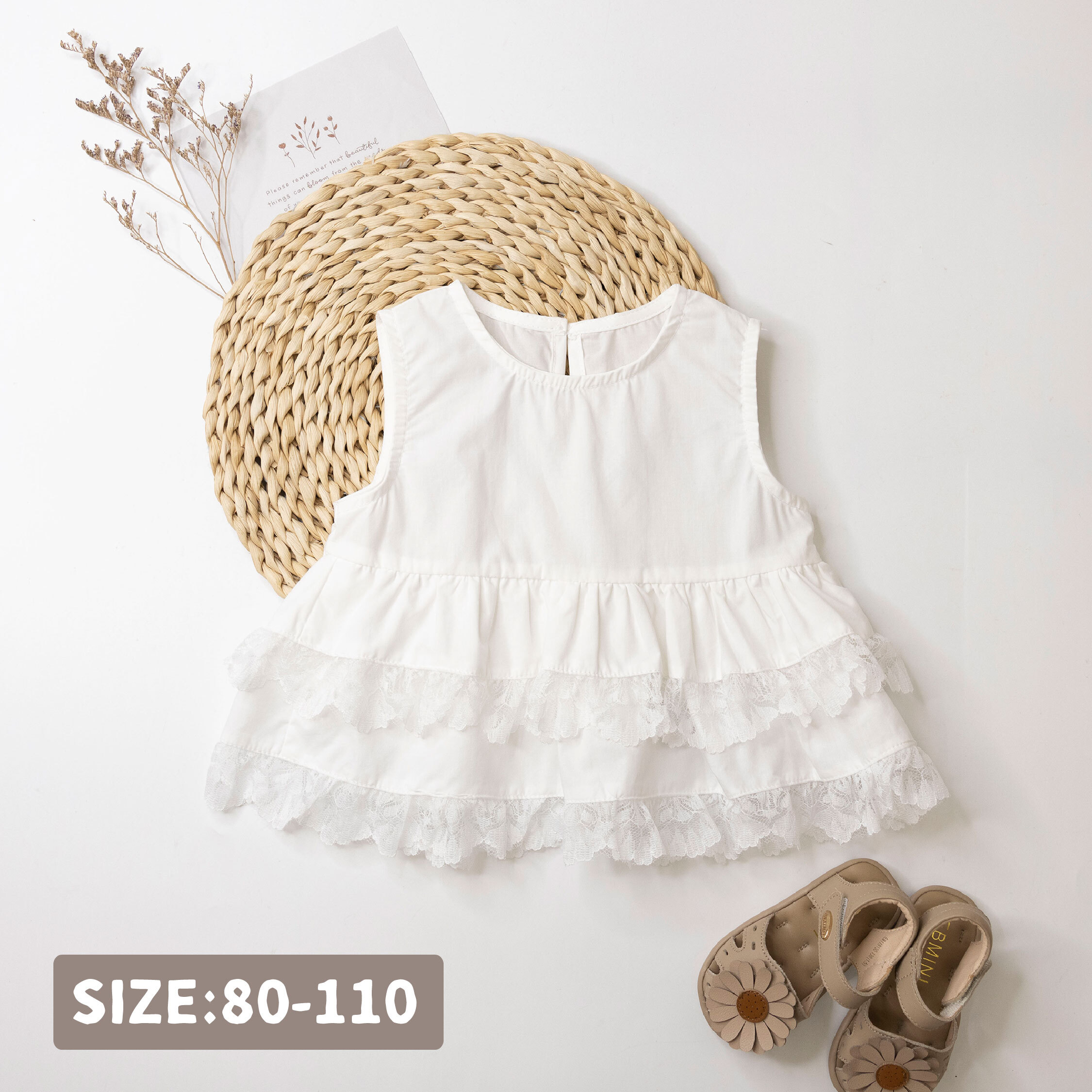 【H50558】氣質蕾絲層次拼接背心/上衣