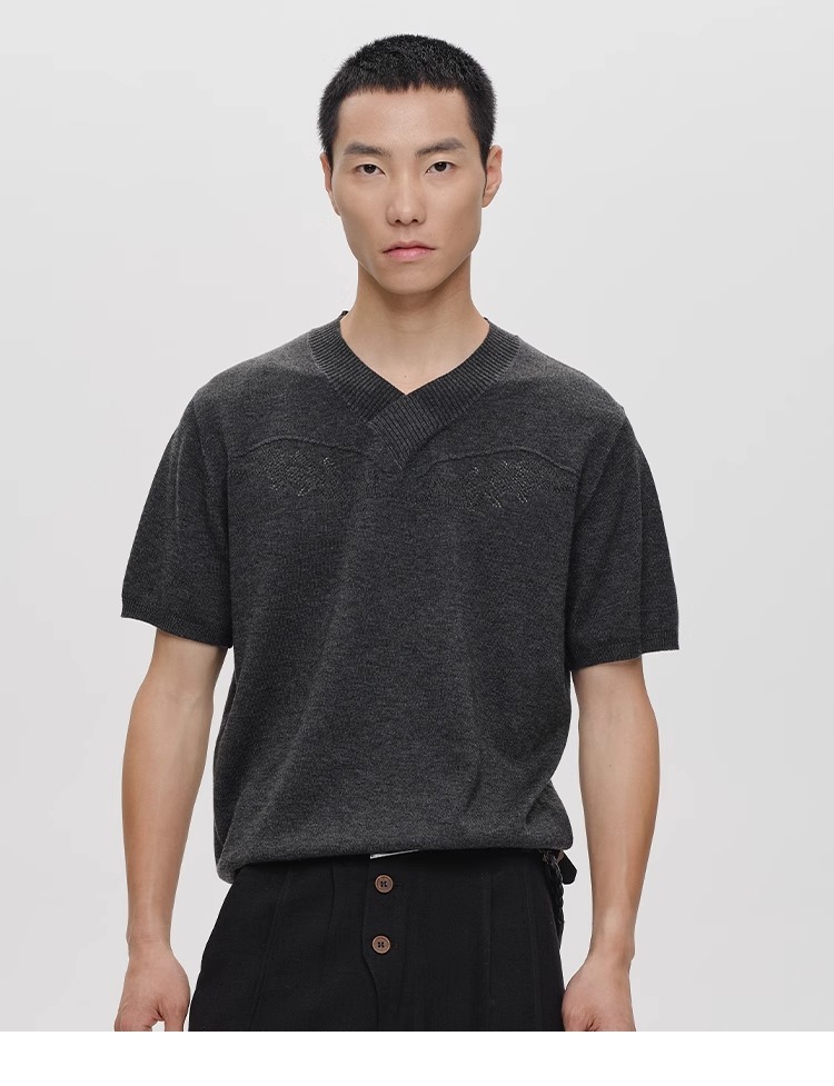 CATSSTAC 翅羽羊毛混紡短袖