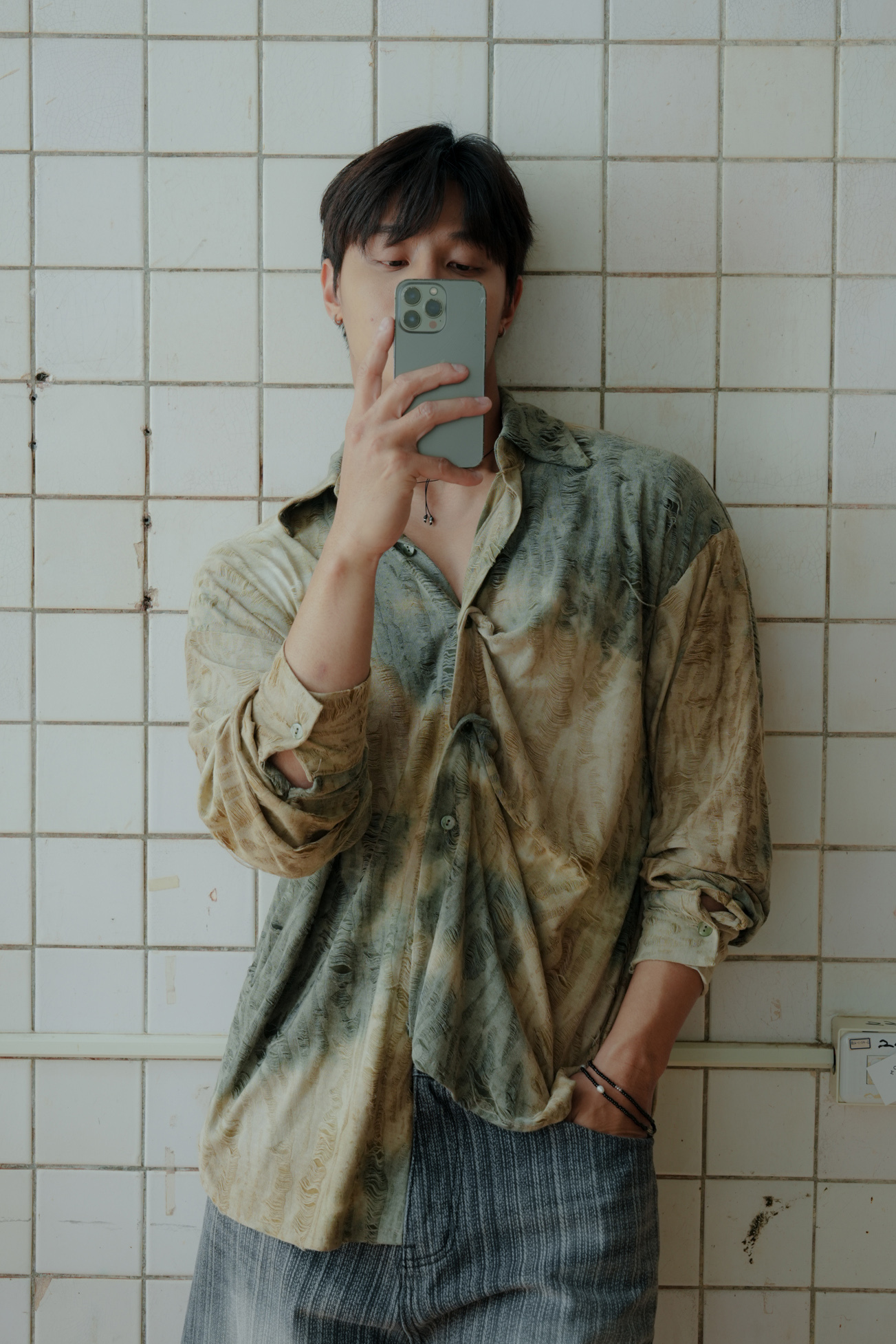 Grunge Dying Overfit Shirt #長襯衫