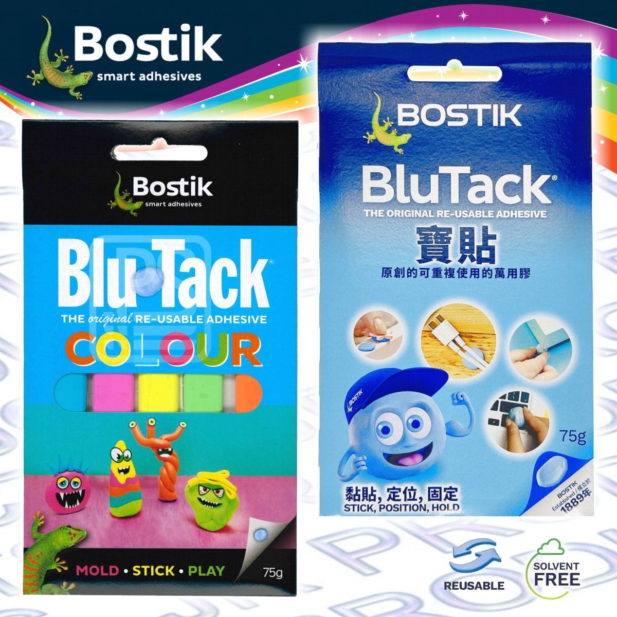 Bostik - 【新包裝】Blu Tack® 藍+彩 寶貼 《優惠套裝》加送 槳糊筆 (8克)《香港行貨》