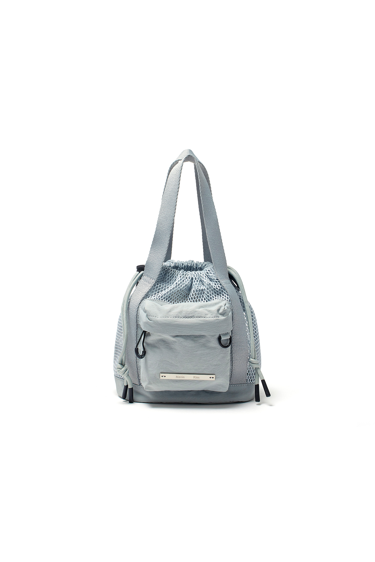 網布拼接側背包 灰色