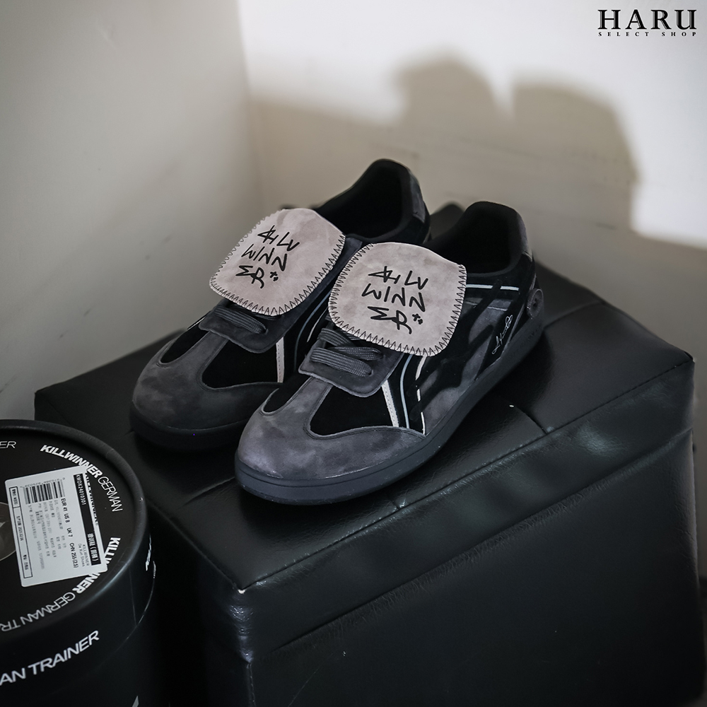 品牌代理授權 買鞋送禮物 張員瑛同款 Killwinner 蕾絲緞帶 德訓鞋 芭蕾舞鞋 蝴蝶結 黑色 黑絲絨 KWDX24010301