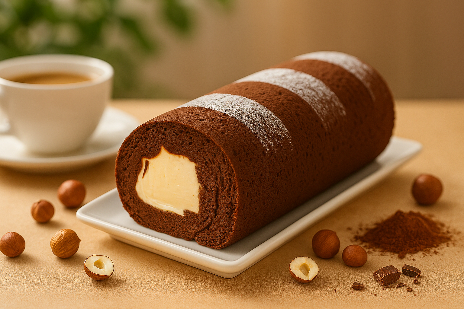 榛果可可捲｜無糖可可粉Ｘ新鮮榛果醬Ｘ義式奶油霜｜無麩質