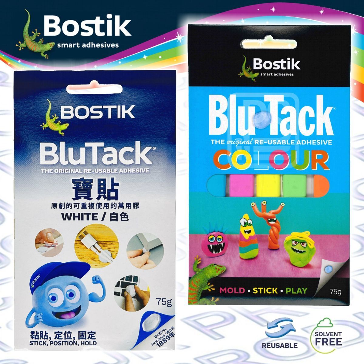 Bostik - 【新包裝】Blu Tack® 白+彩 寶貼 《優惠套裝》加送 槳糊筆 (8克)《香港行貨》