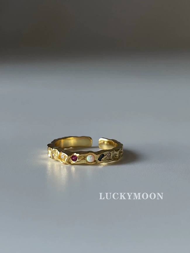 彩色隨興排列鈷石戒指-預購