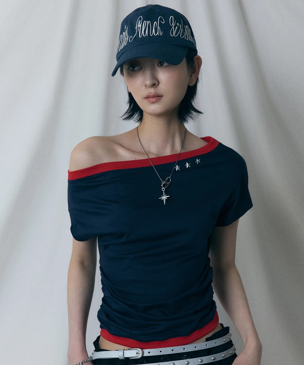 LARTIGENT L12 ONE-SHOULDER BOATNECK TOP