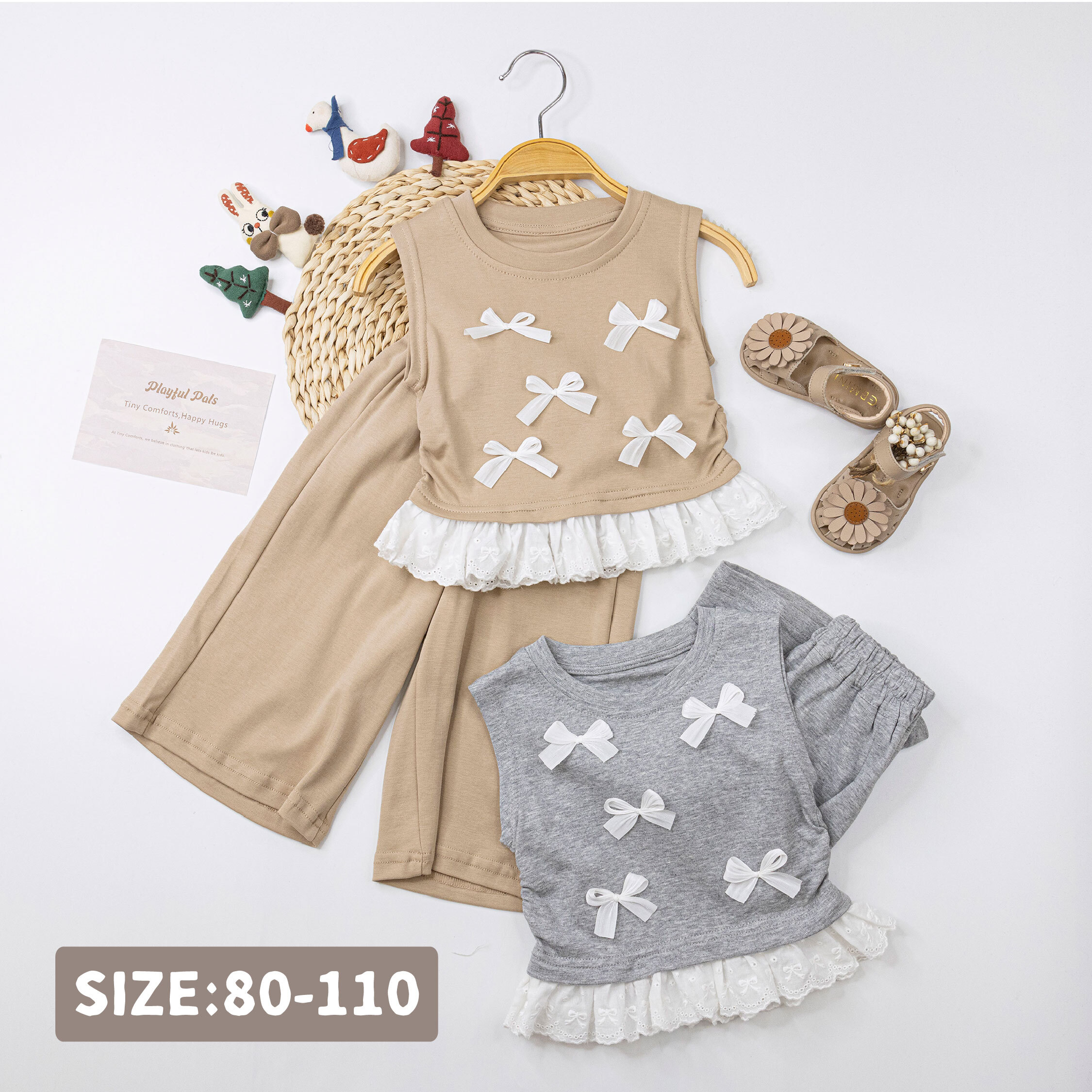 【H50561】質感緞面蝴蝶結設計套裝＊二色