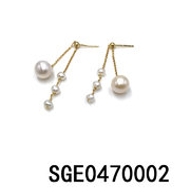 【現貨】LL061265 S925銀耳飾 銀鍍18K金耳釘+淡水珍珠 (SGE0470002)