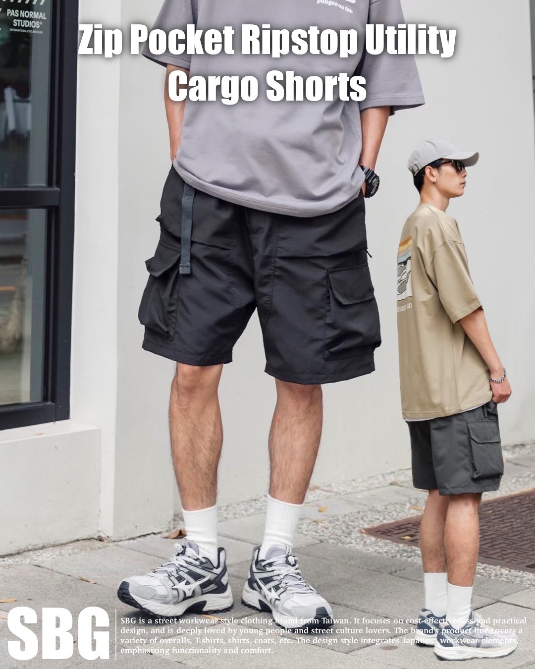 #預購 SBG 多口袋拉鍊抗撕裂工裝短褲 兩色 063