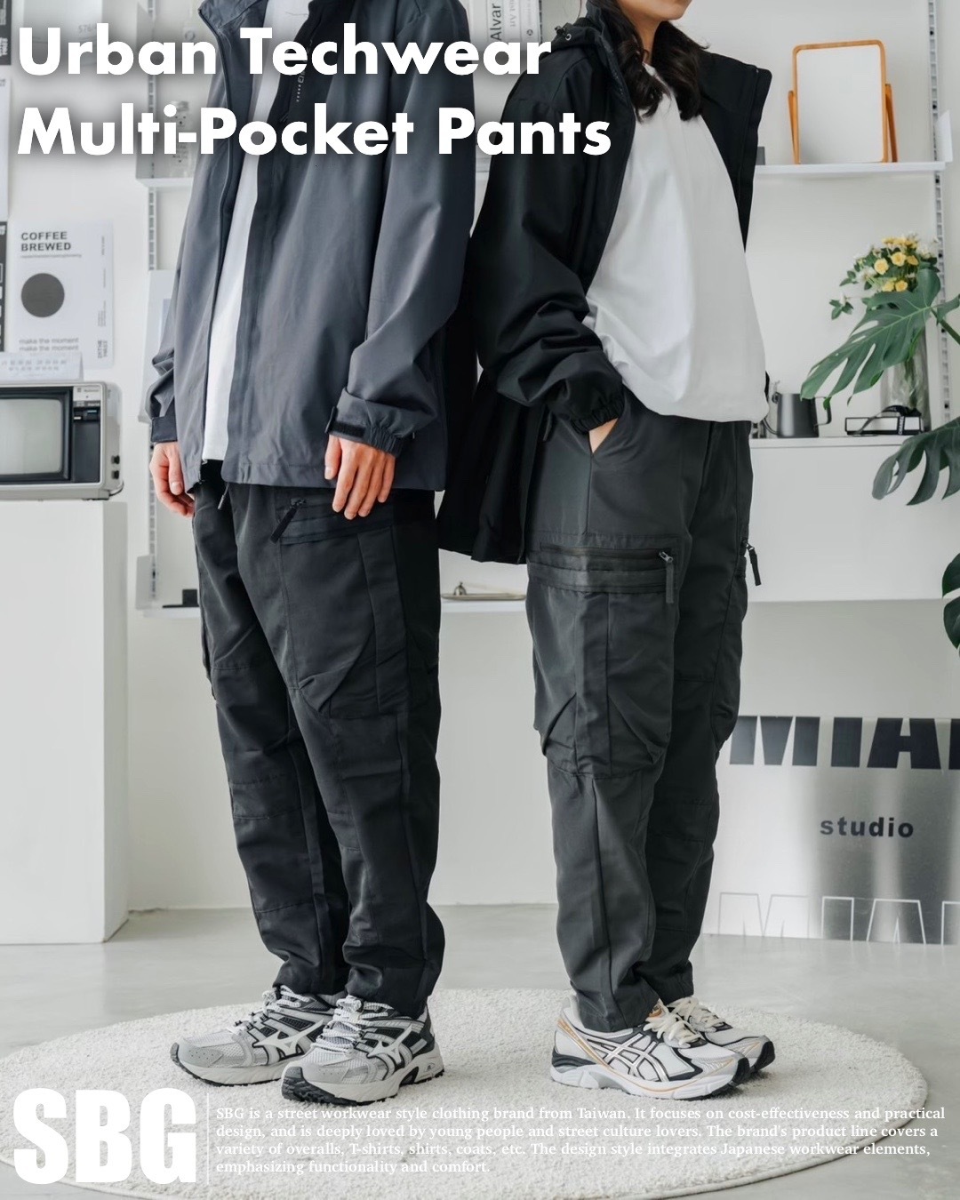 #現貨 SBG  防潑水八口袋立體剪裁工裝長褲 兩色 050