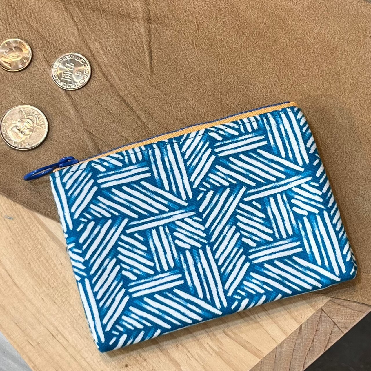 原藝文選品「晴裁作」/ 手作花布雙層零錢包-藍/桃