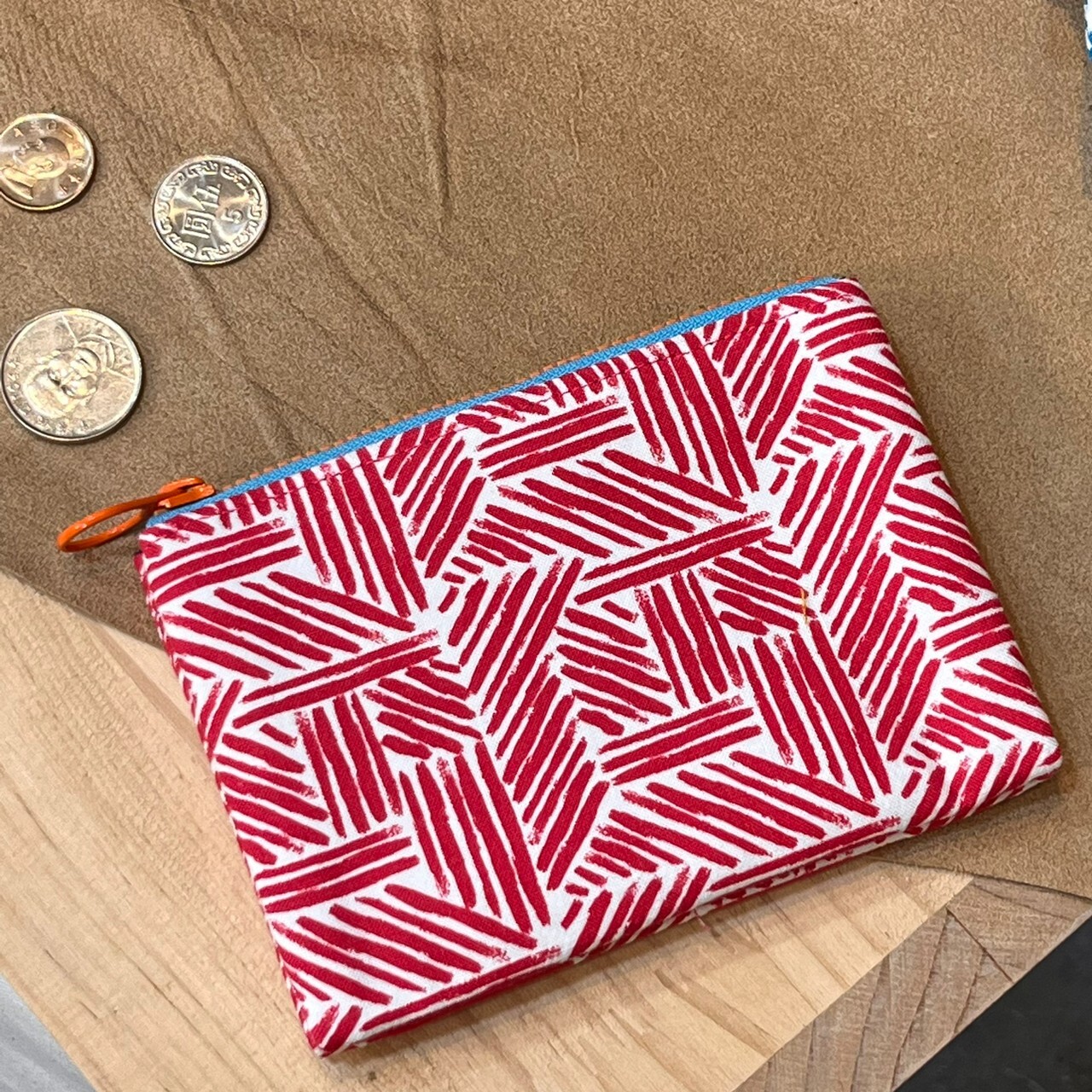 原藝文選品「晴裁作」/ 手作花布雙層零錢包-藍/桃