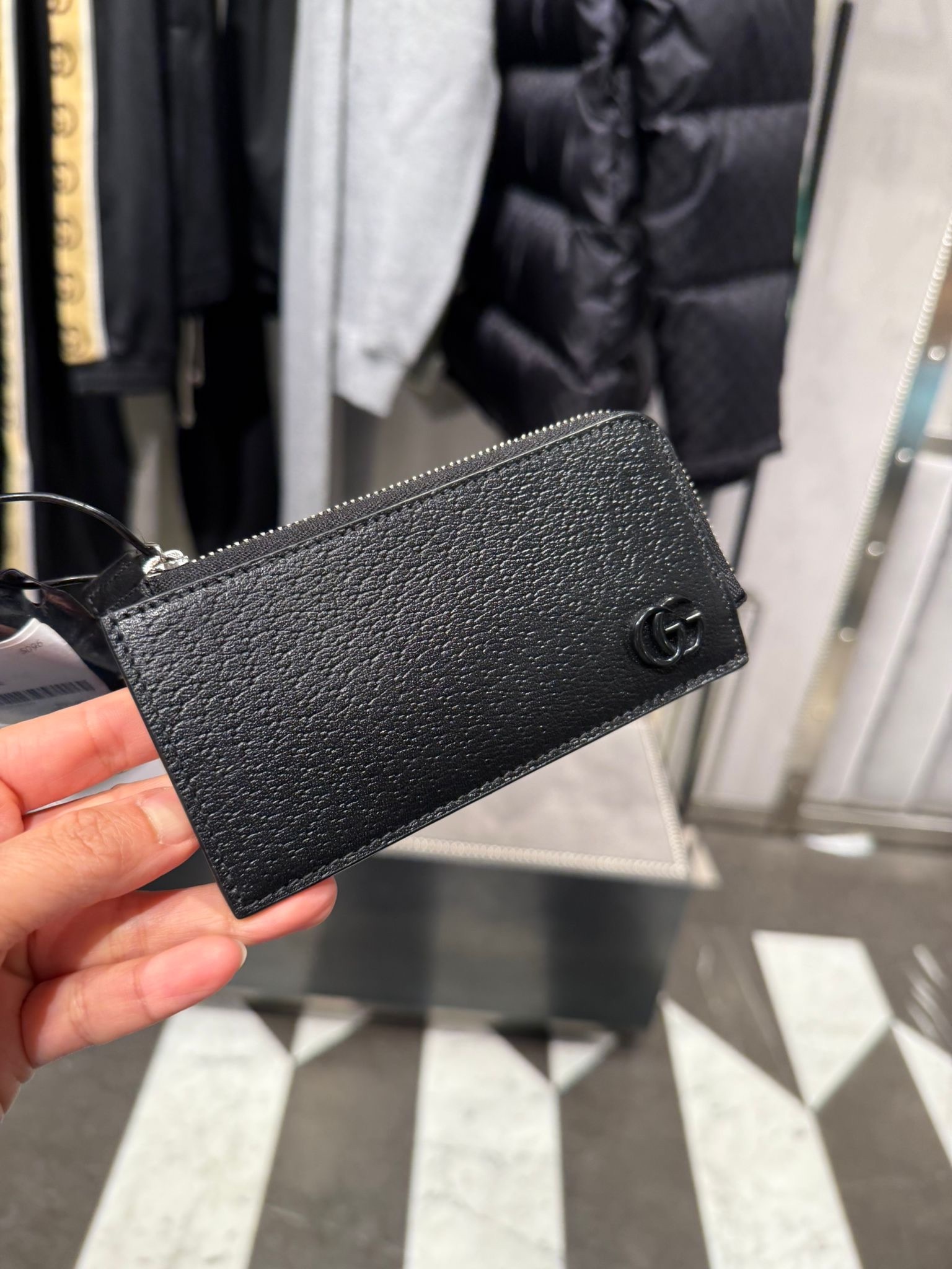 Gucci GG Dollar zip slides Card case cardholder Black