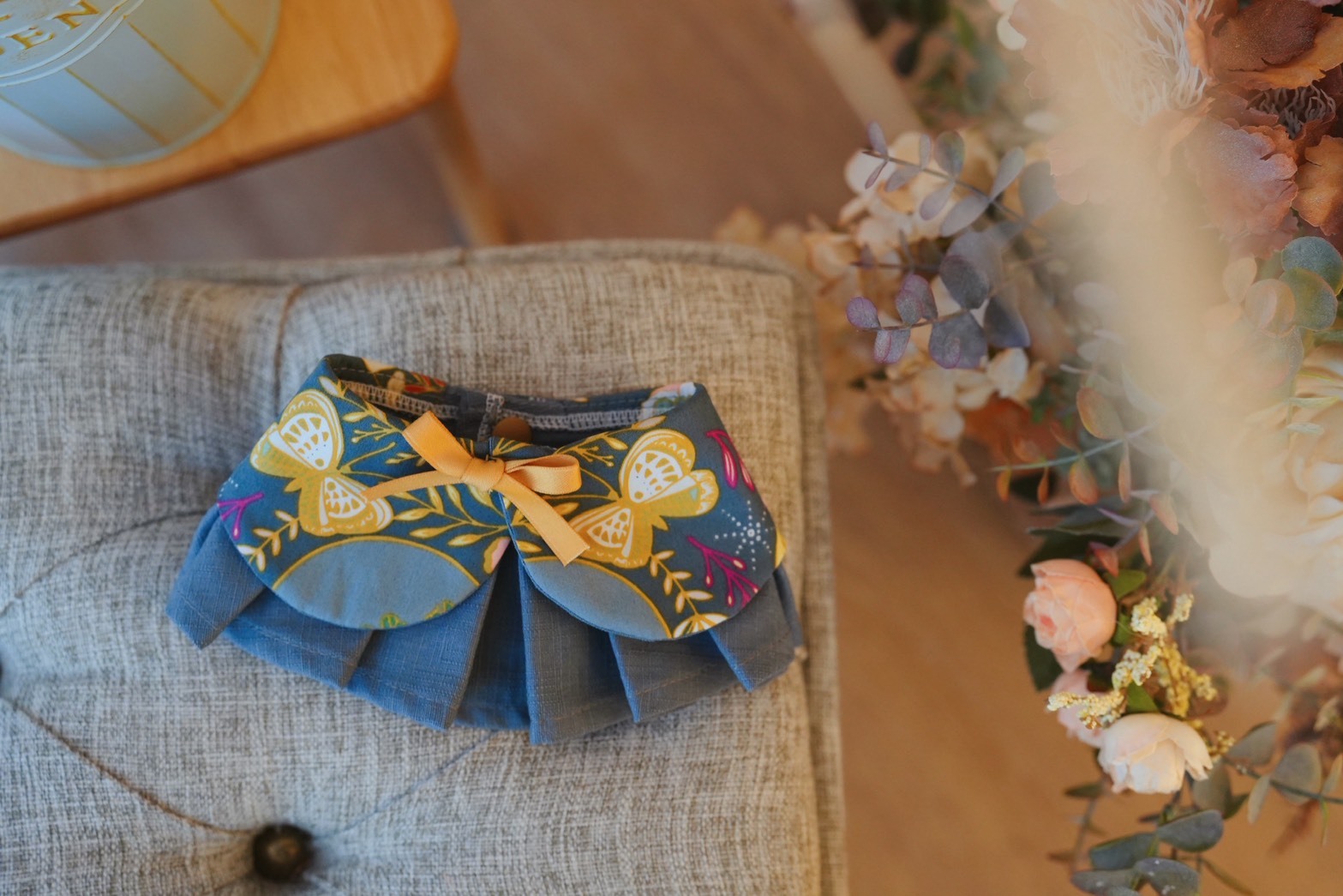 復古蝴蝶 寵物百摺小圓領(SM)