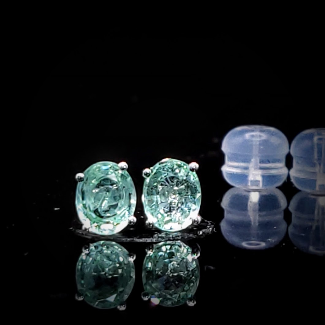 全新18K白金【主石76份帕拉伊巴】耳環