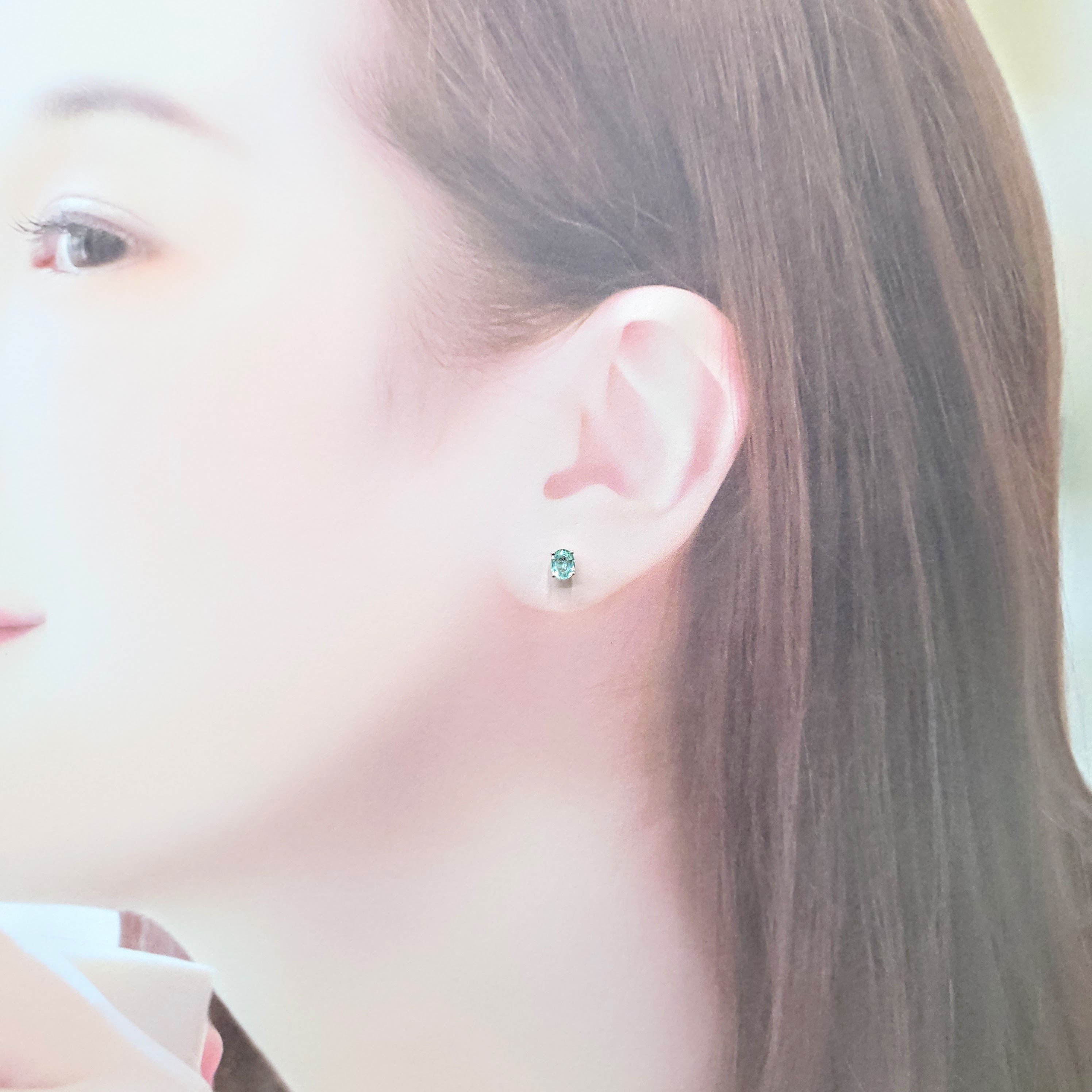 全新18K白金【主石76份帕拉伊巴】耳環