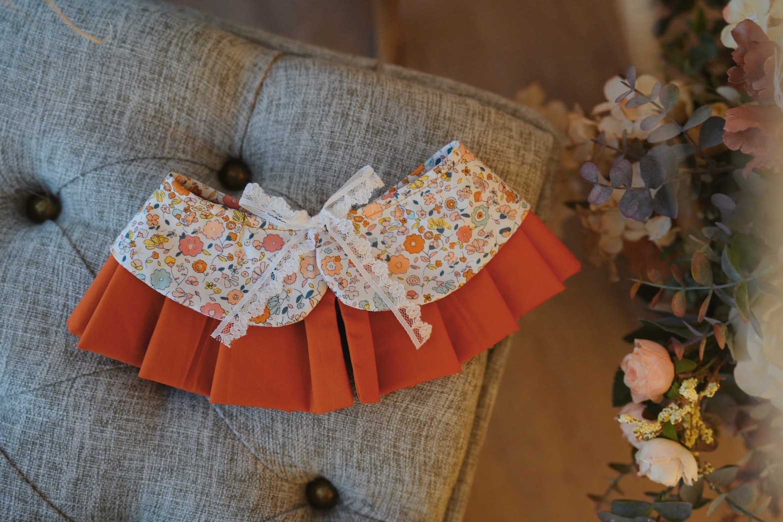 小碎花 寵物百摺小圓領(XL)