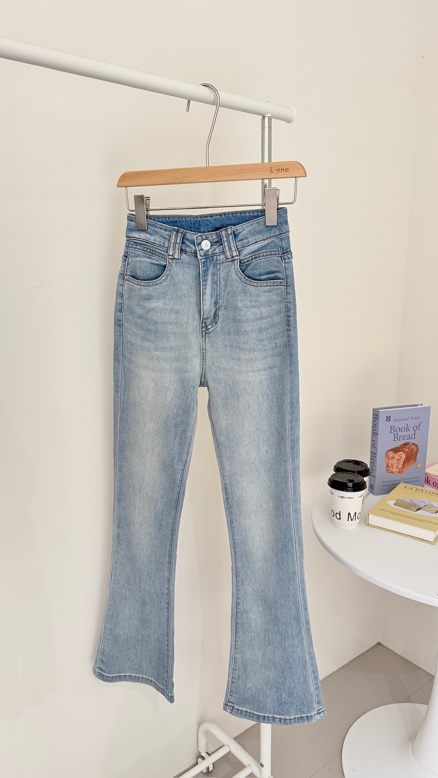 彈性牛仔喇叭褲