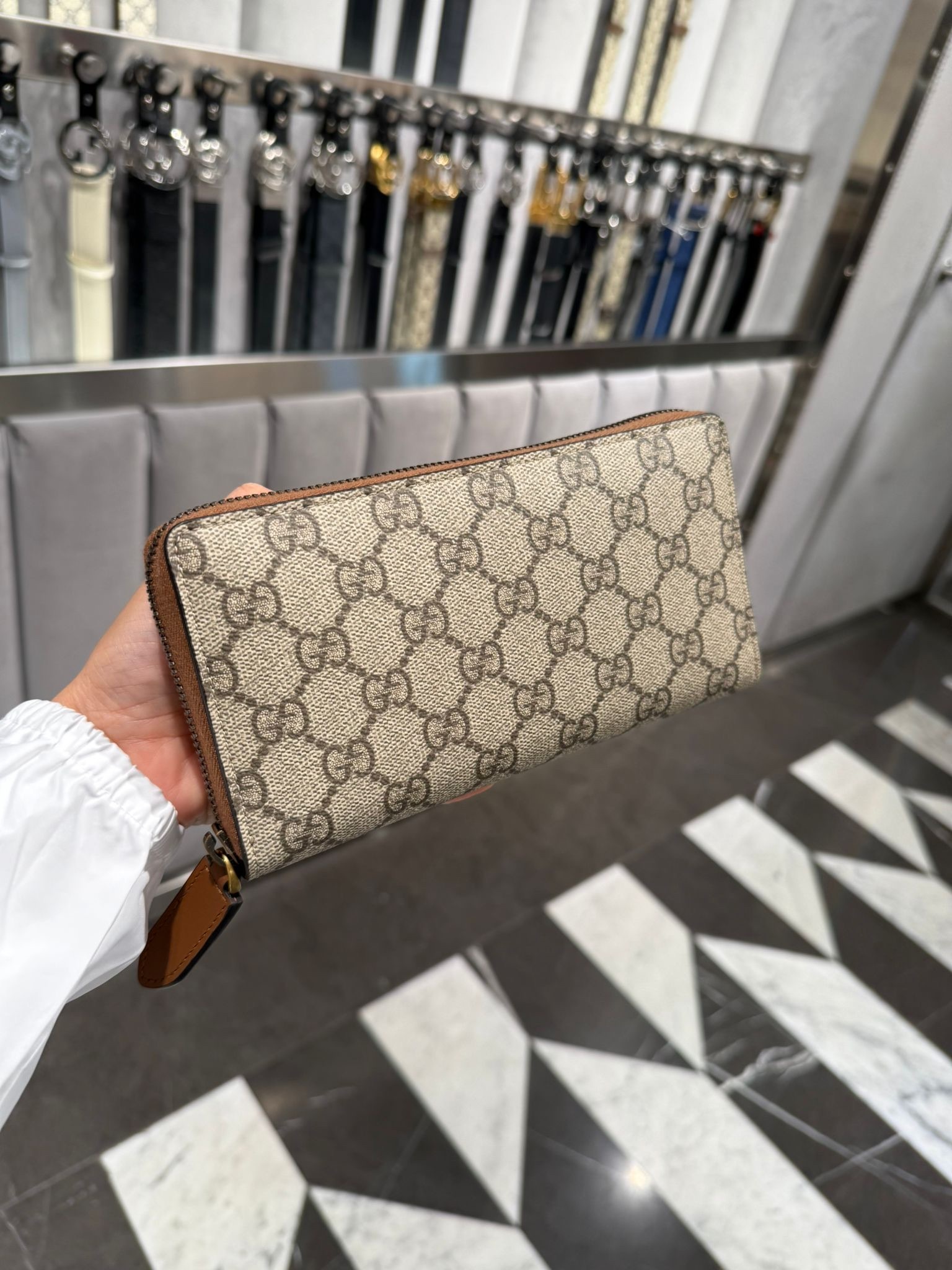 Gucci GG Icon duomo supreme zip around long wallet Brown