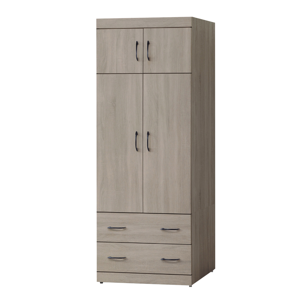 班萊2.6尺工業風四門二抽衣櫃(單吊桿)