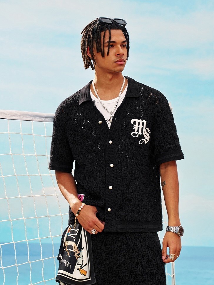 STK x MEDM聯名 SmallTownKid 針織貼皮 簍空襯衫