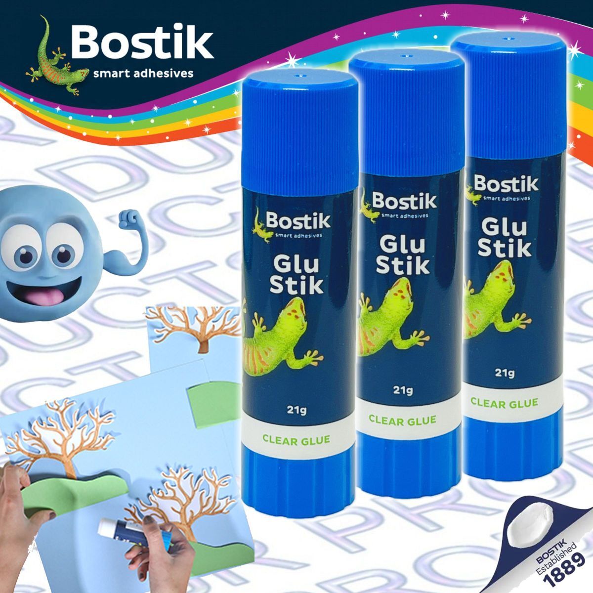 Bostik - "Glu Stik" 透明 槳糊筆 (21克) - 3 支