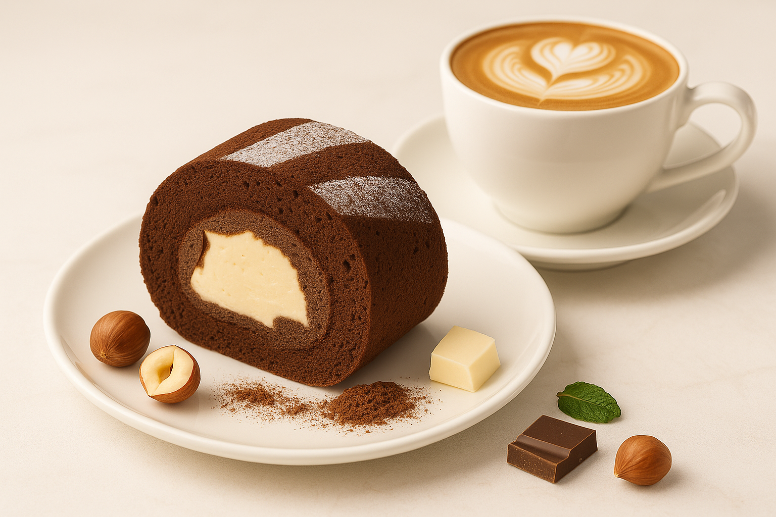 榛果可可捲｜無糖可可粉Ｘ新鮮榛果醬Ｘ義式奶油霜｜無麩質