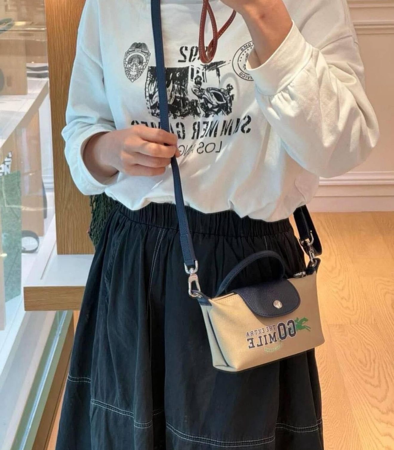 Longchamp Gomile Canvas mini crossbody bag Beige 34205