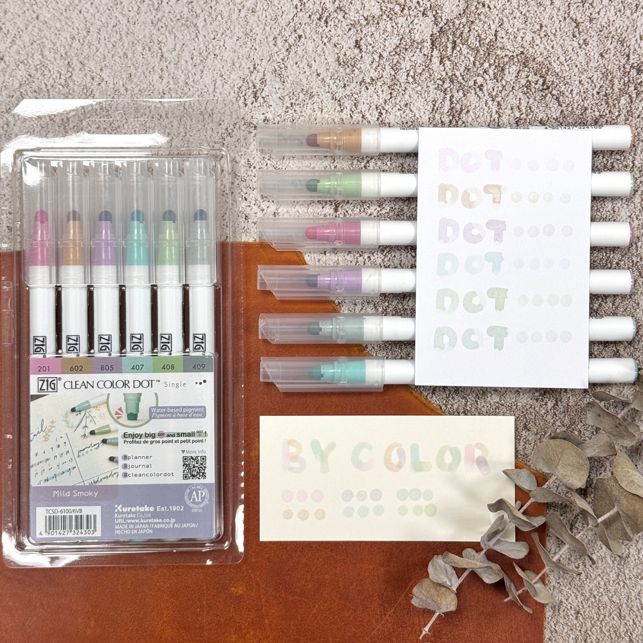 Kuretake 吳竹 單頭點點筆_煙燻色6入組