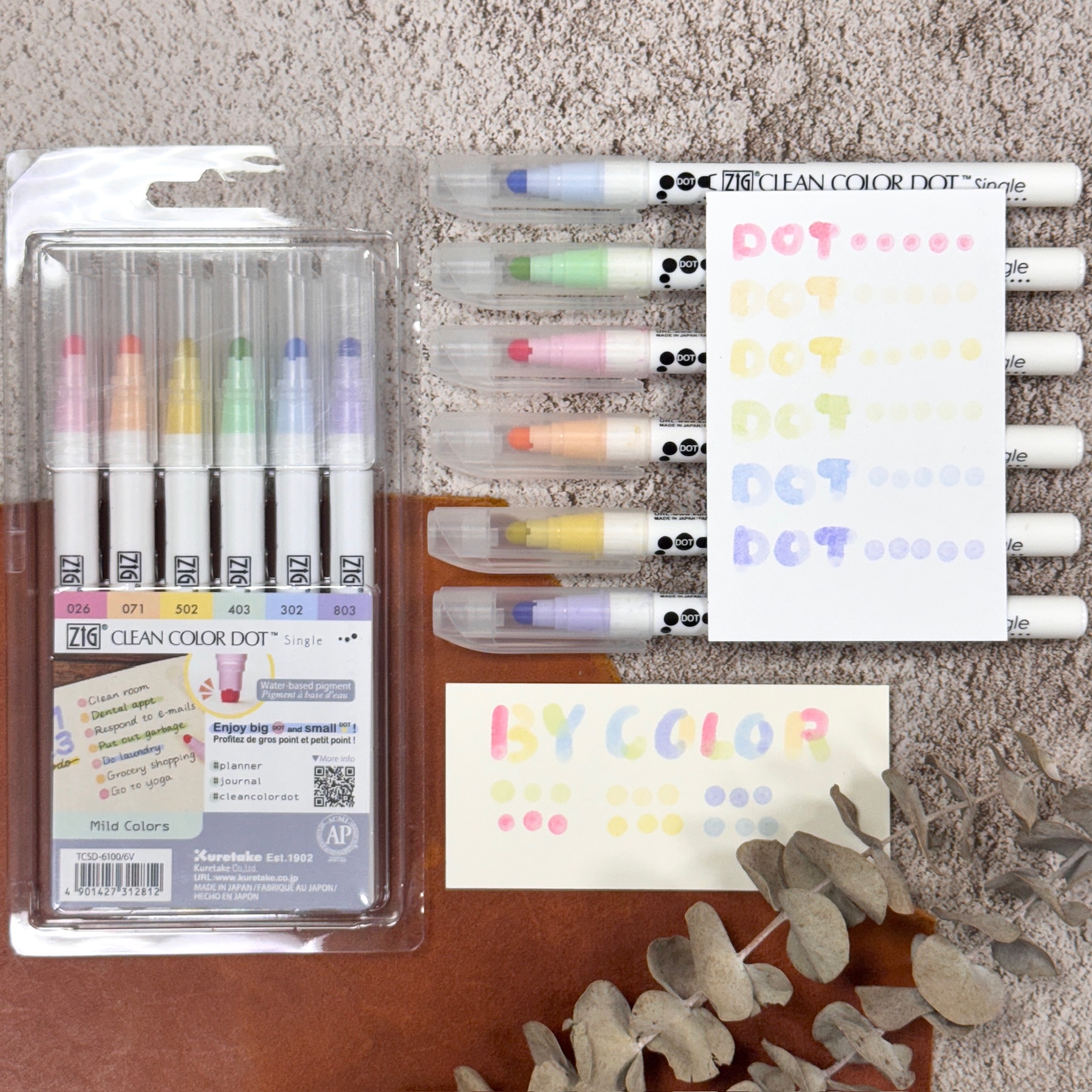 Kuretake 吳竹 單頭點點筆 粉彩色6入組
