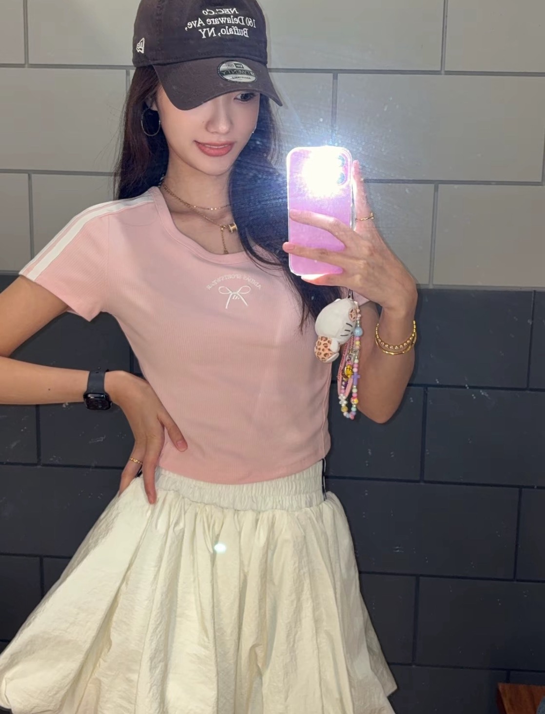 <糖分超標>ADIDAS 粉色短版蝴蝶結上衣🎀