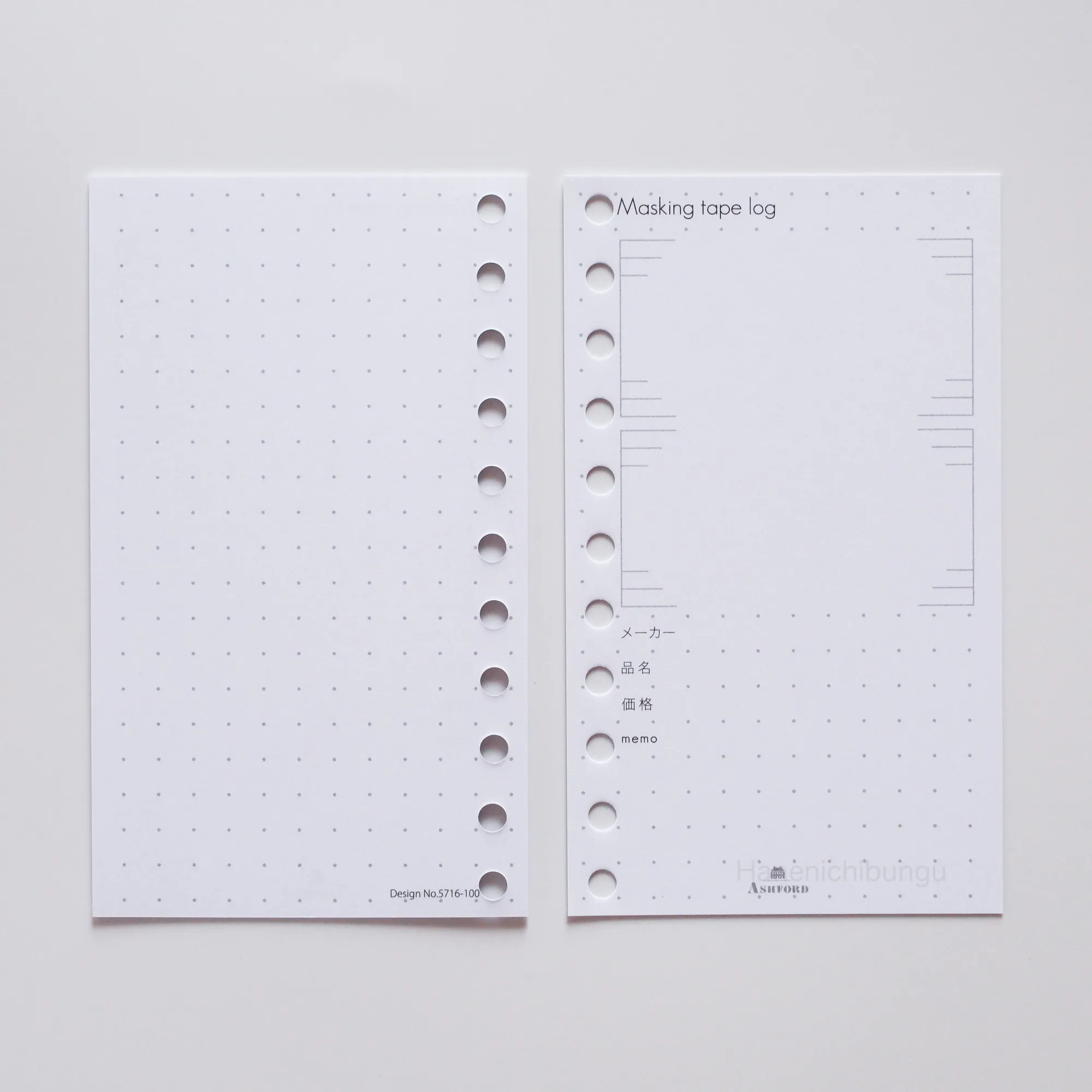 MICRO5 M5 26孔活頁手帳通用內頁 紙膠帶記錄表（30張入）｜ASHFORD 日本