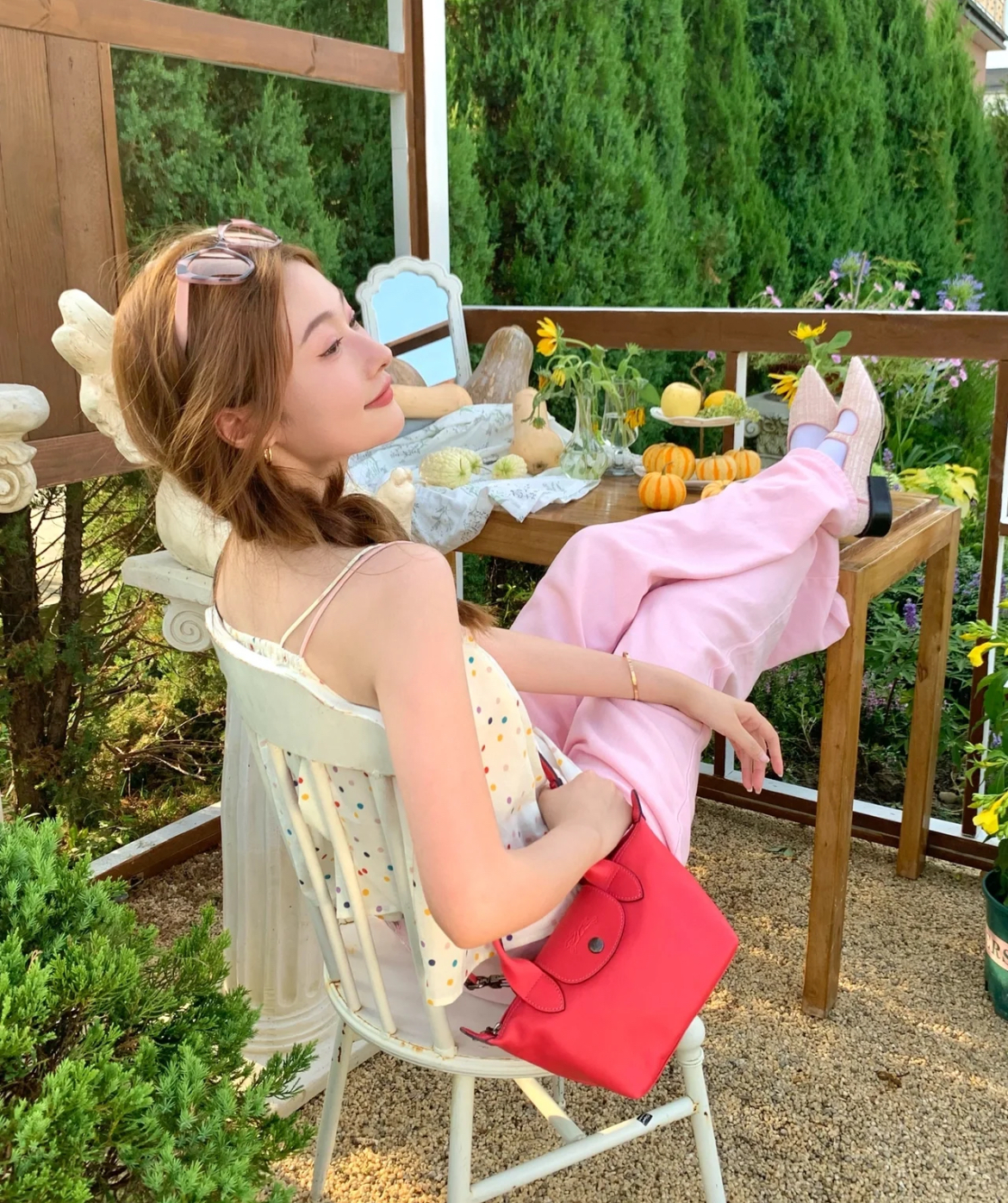 Longchamp Lambskin mini crossbody bag Red L1500