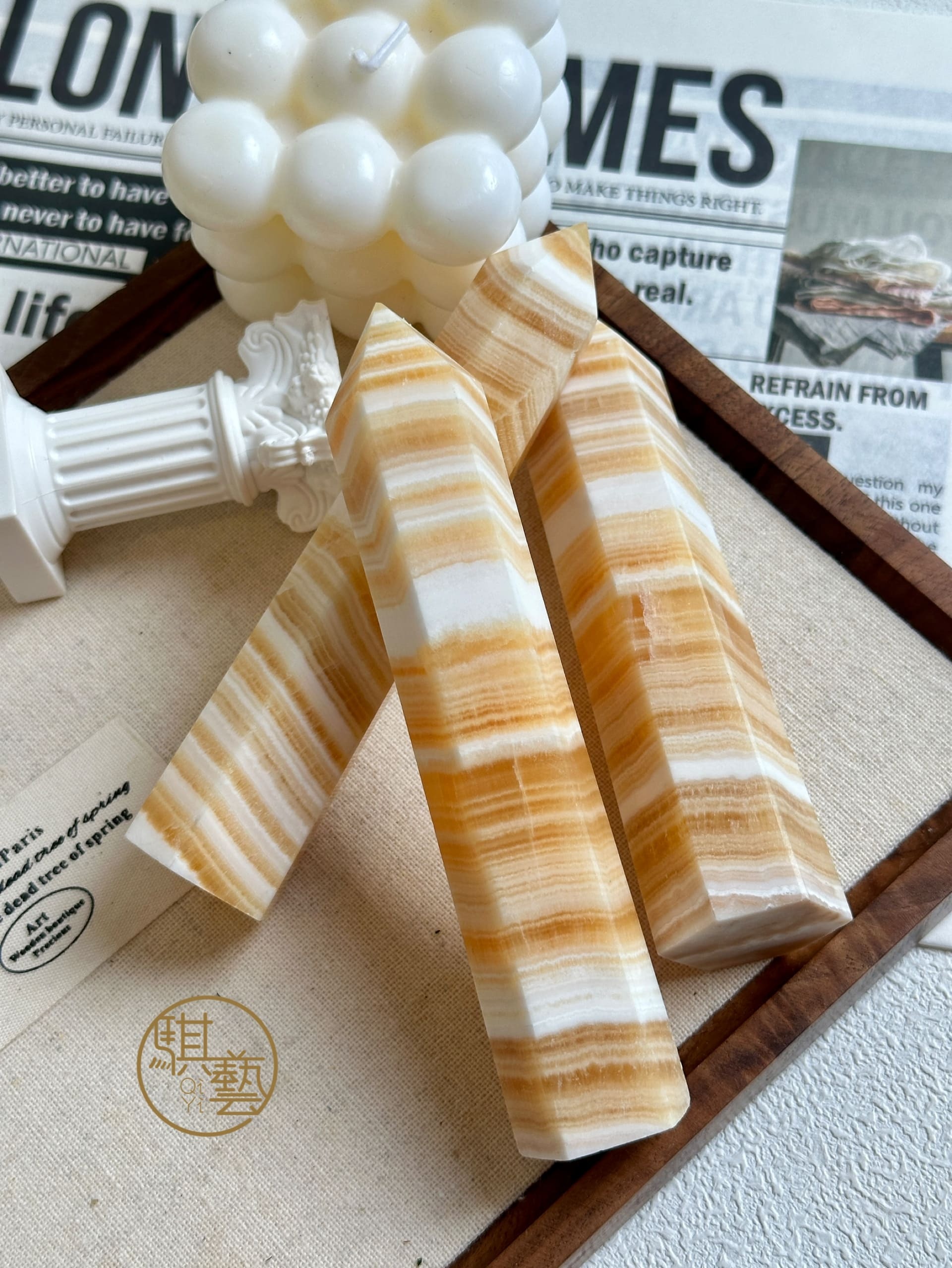 千層黃方解柱｜層層聚財、步步高升的穩定之石