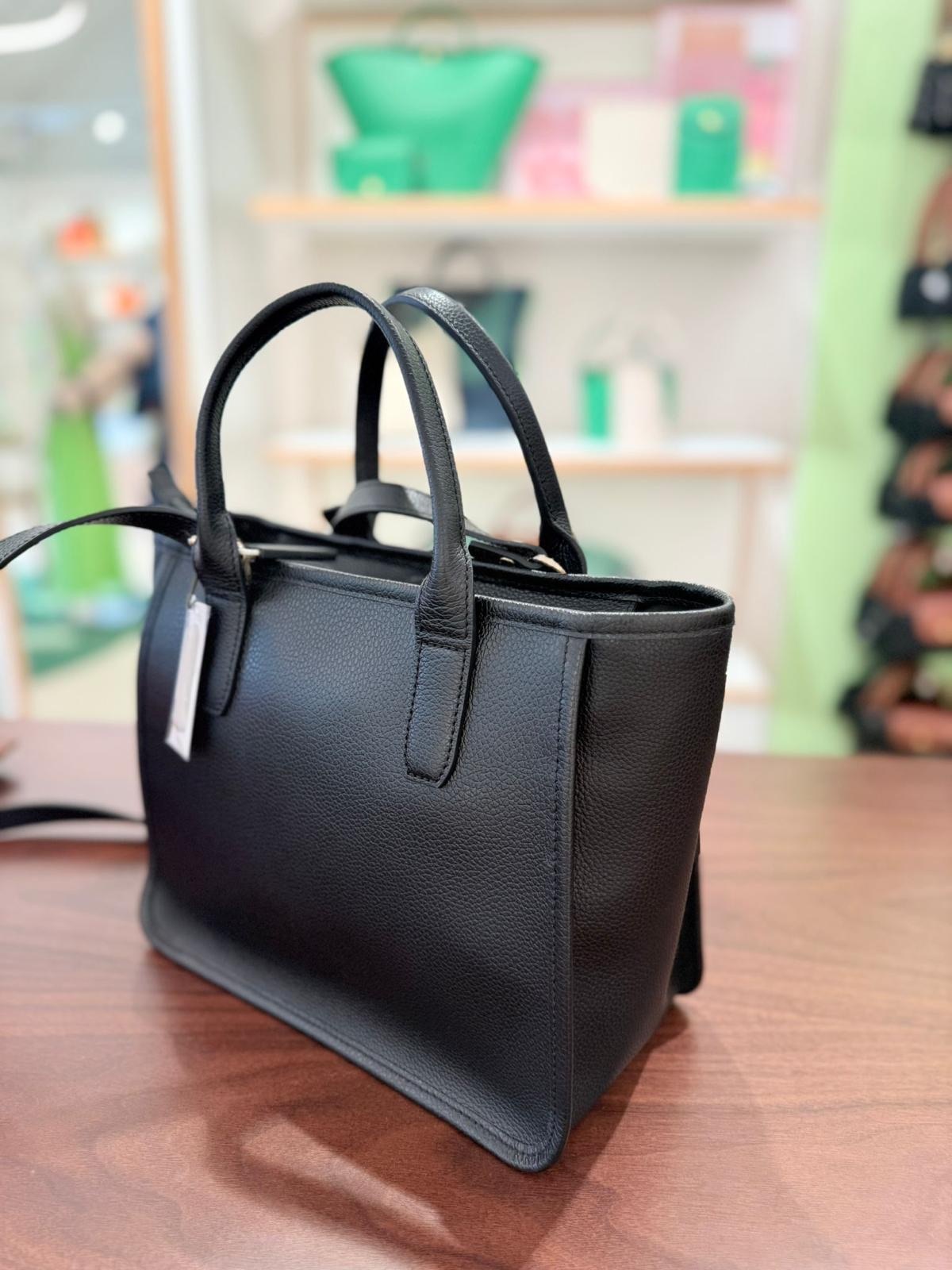 Longchamp printemps ete leather tote bag black 10156