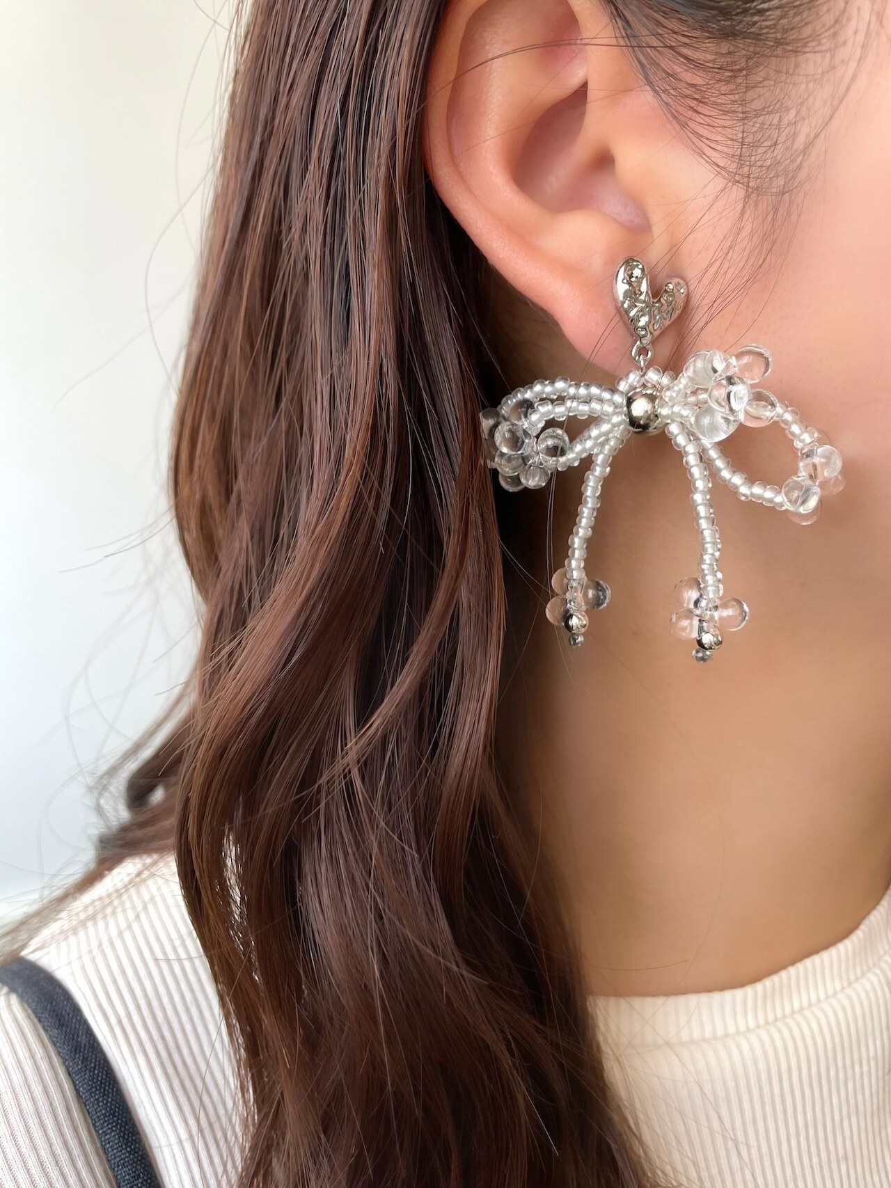 [Chouette Me.] Heart ribbon pierce | NO.189