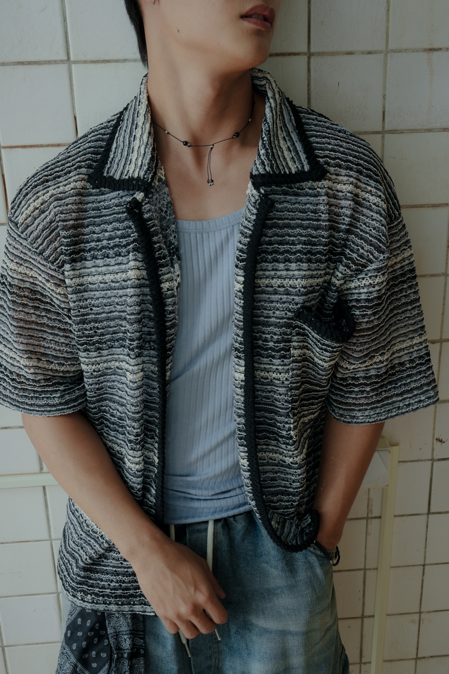 Ribbed Wave Knit Shirt #襯衫
