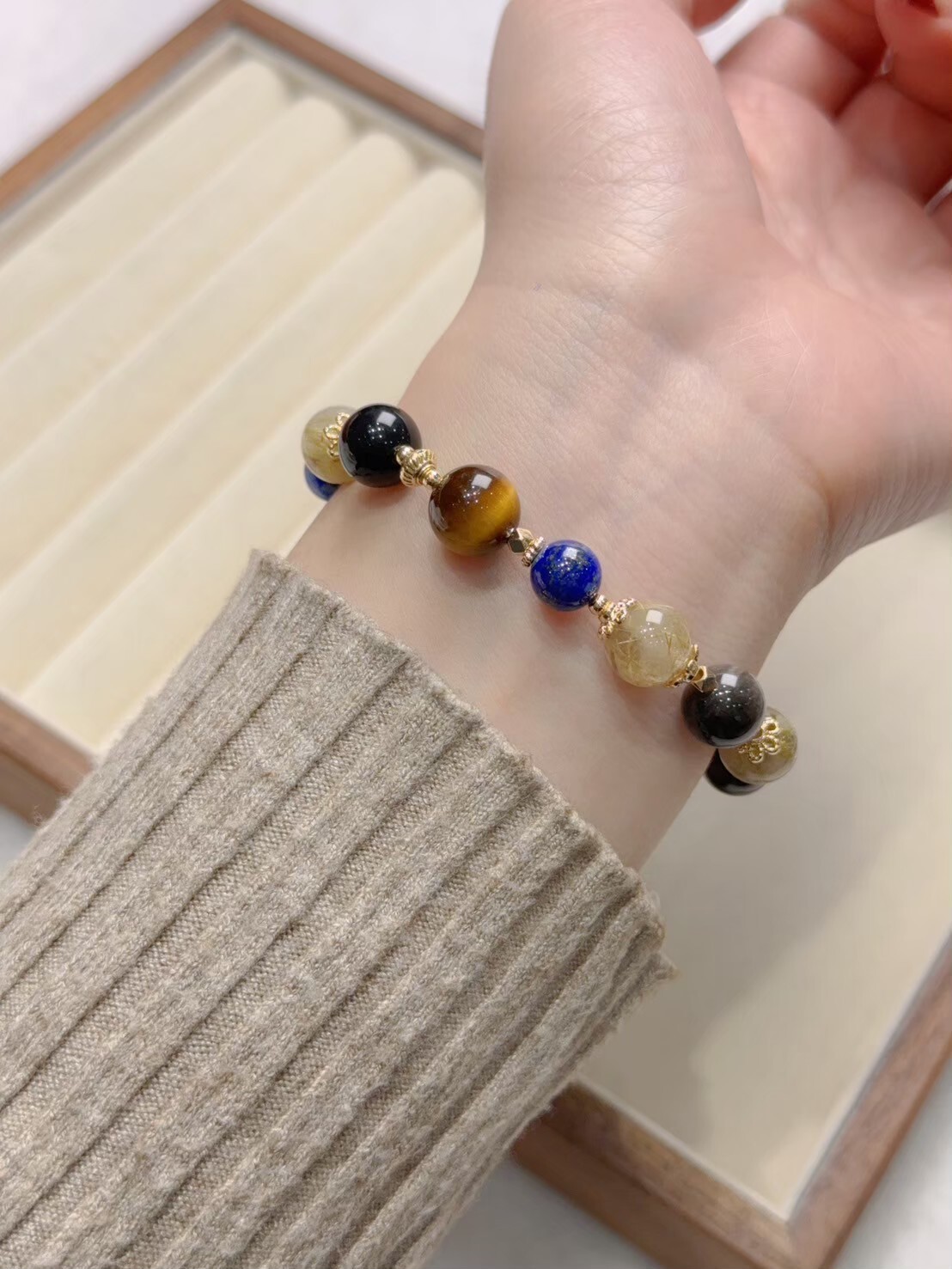 鈦晶/虎眼石/銀耀石/青金石水晶手鍊