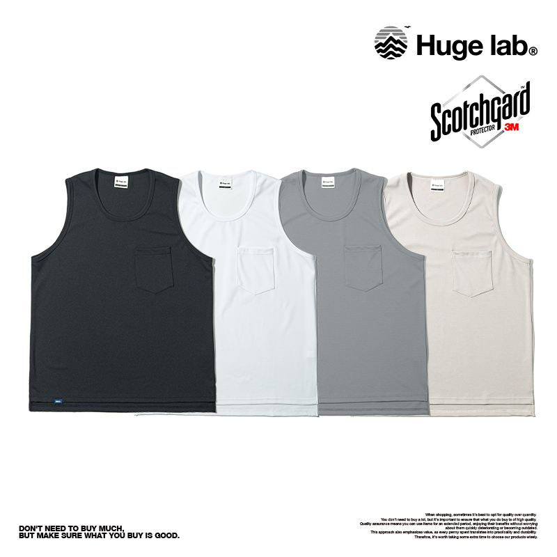 Huge Lab. 3M涼感砂前短後長口袋背心 內搭單穿