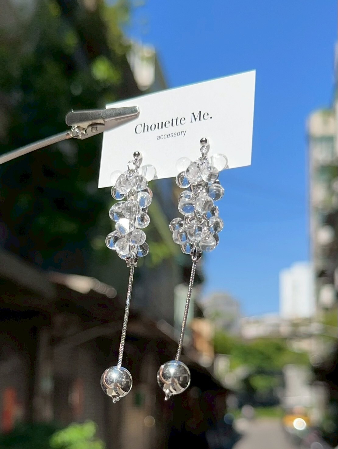 台灣限定 [Chouette Me.] clear drop grape ball Earring | NO.202