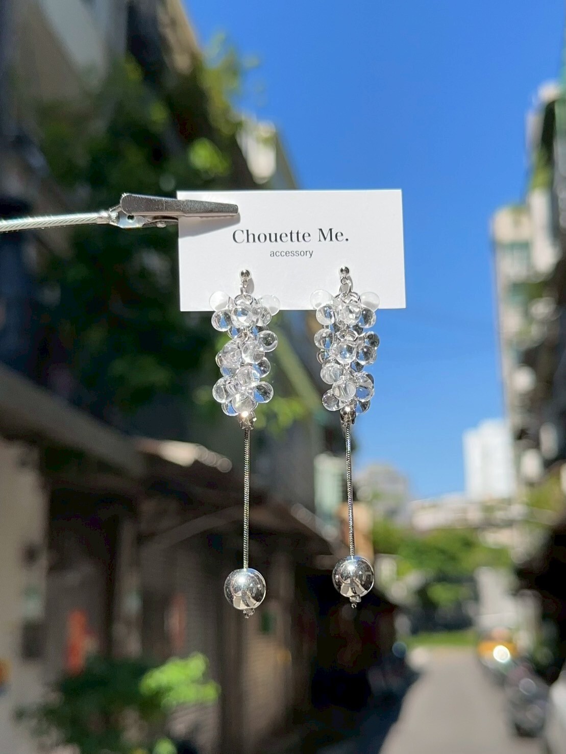 台灣限定 [Chouette Me.] clear drop grape ball Earring | NO.202