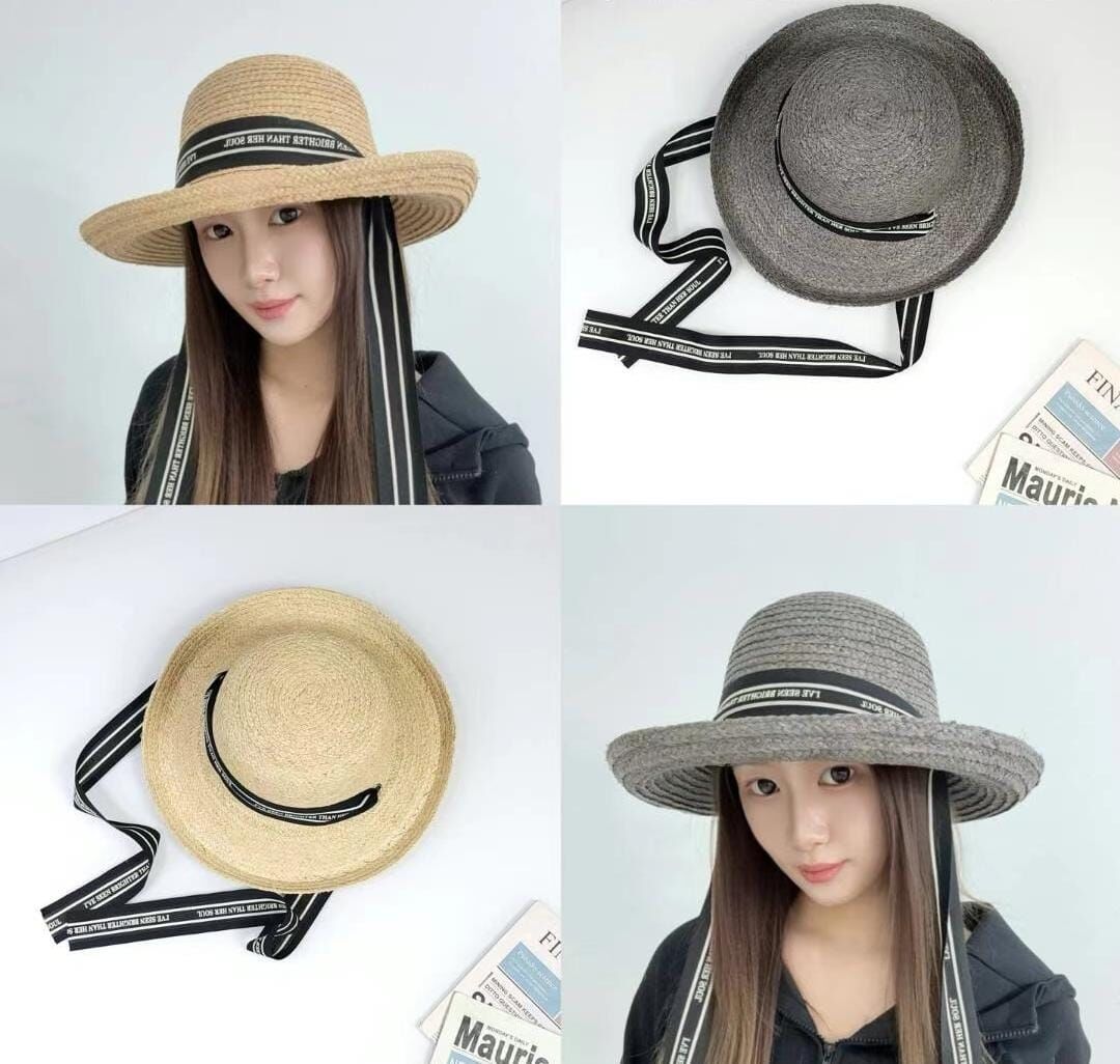 TH4406 字母絲帶編織盆帽