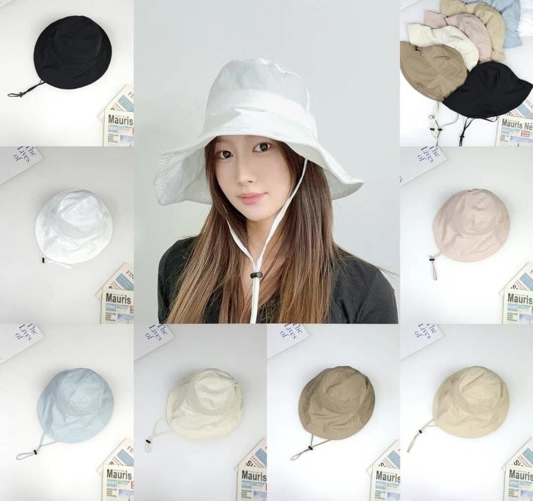 TH4407 不規則帽檐帶繩漁夫帽