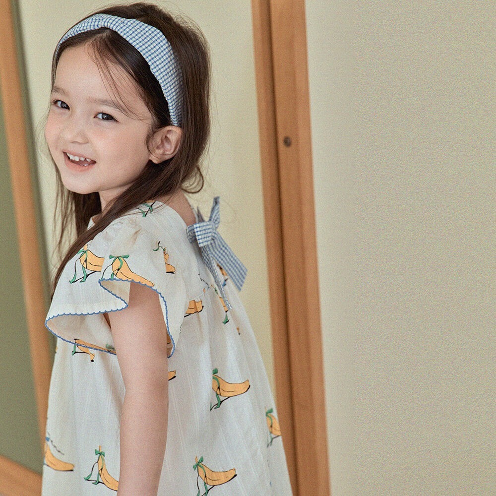 [7月第三週出貨]-綁蝴蝶結的香蕉洋裝｜奶油白
