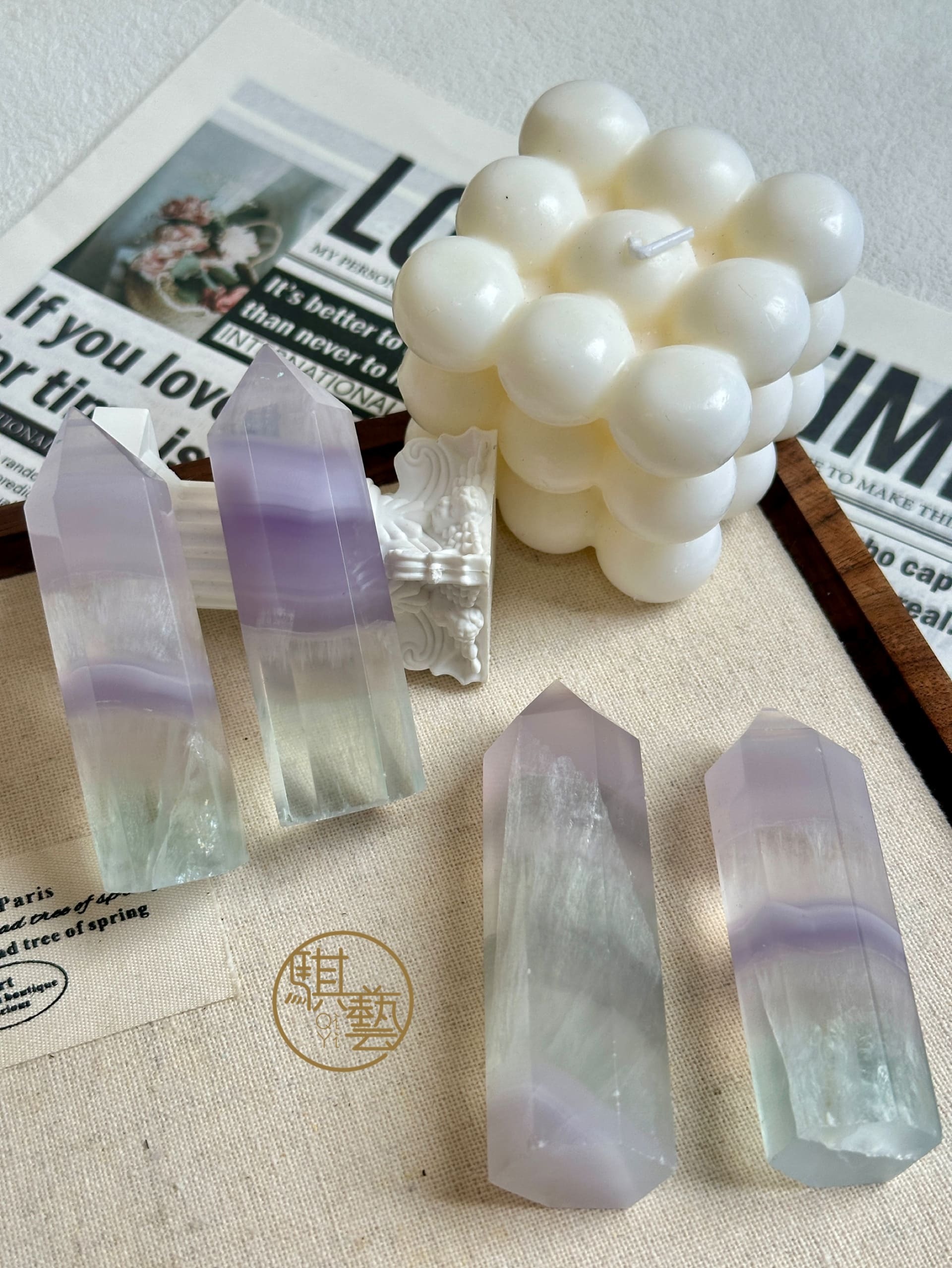 糖果螢石柱｜繽紛療癒舒壓能量水晶 擋煞守護 釋放壓力與安定情緒