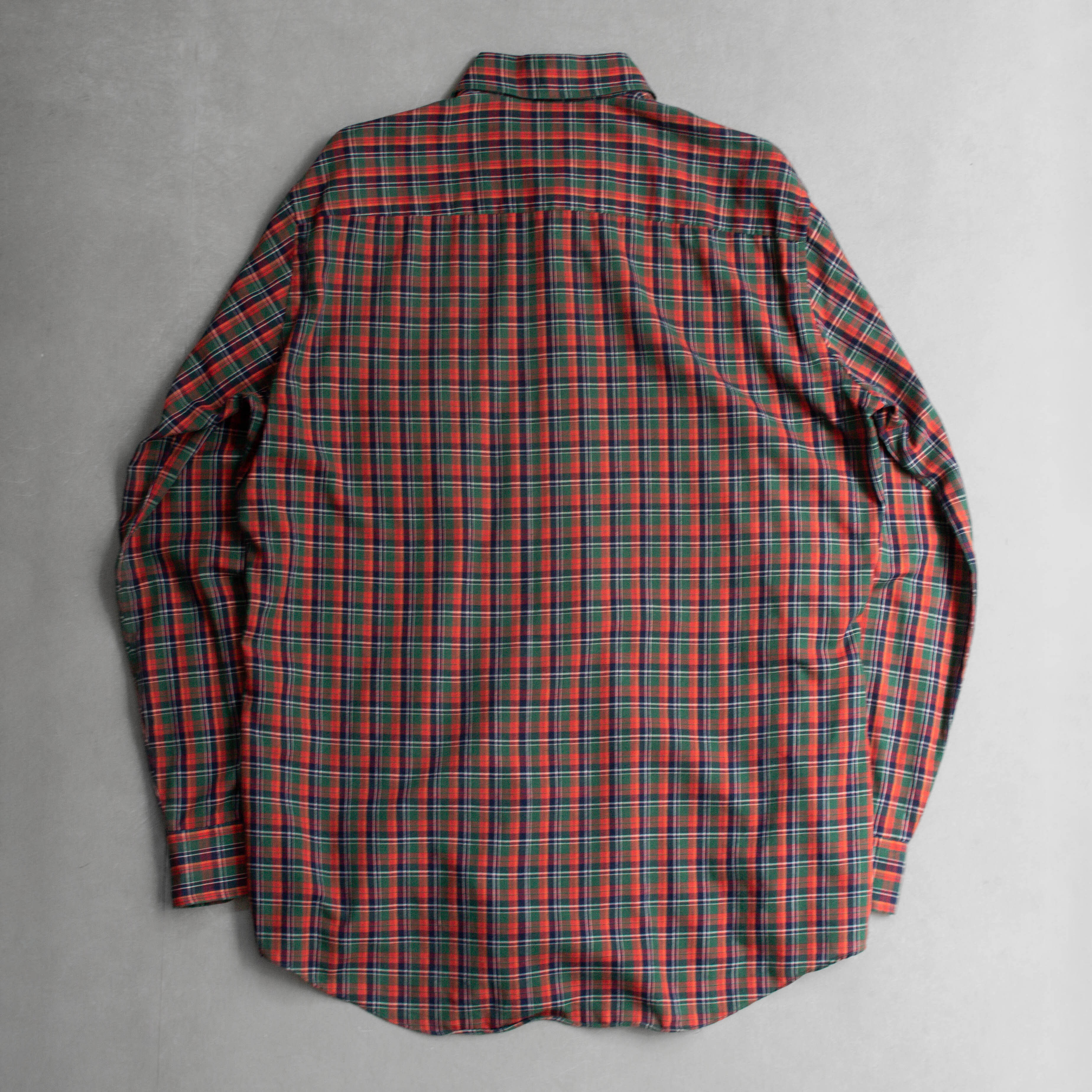 70-80S JCPENNEY PLAID SHIRT 美國 紅綠 格紋 長袖 無領 襯衫